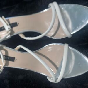Zara White and Silver Strappy Heels